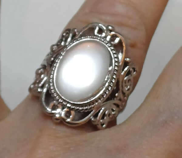 Sweet Dress Ring With Imitation Gemstone.