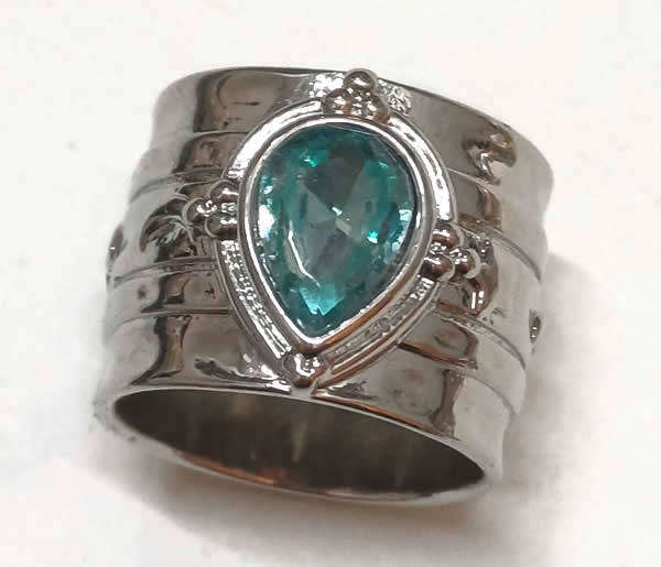 Broad Dress Ring With Imitation Gemstone.