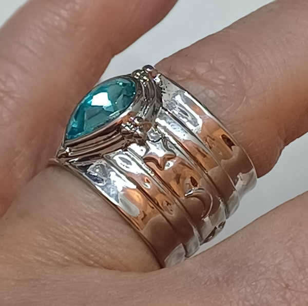 Broad Dress Ring With Imitation Gemstone.