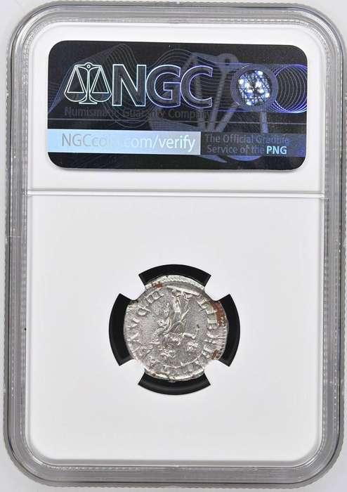 Ancient Roman silver denarius coin of Alexander Severus - Minted 222 to 235 AD - NGC graded XF