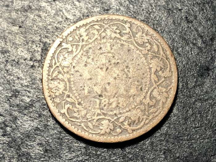 Well circulated 1875 or 1876 Bronze 1/12 anna coin from India