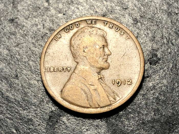 1912 American Wheat penny (1 cent) Bronze coin - No mintmark