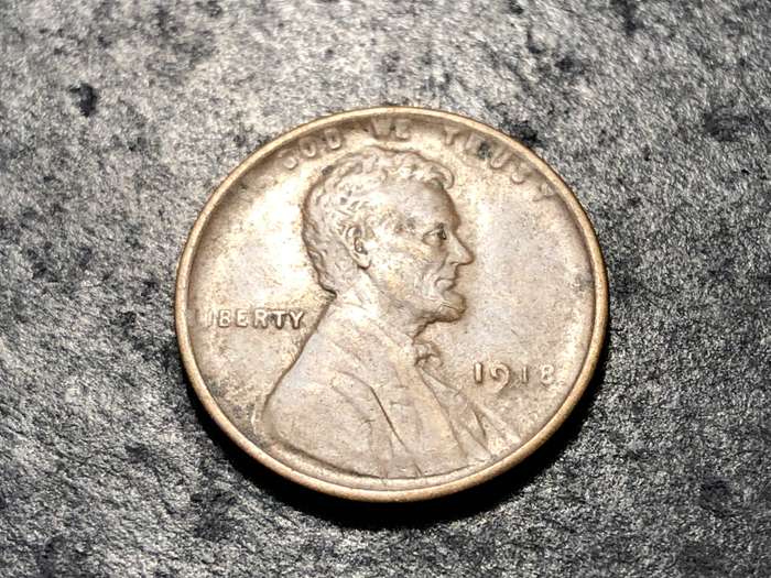 1918 American Wheat penny (1 cent) Bronze coin - No mintmark