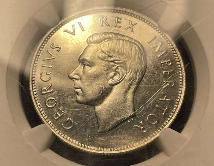 Scarce 1947 SA Union silver 2 ½ shillings coin graded PF64 by NGC - Low total mintage year