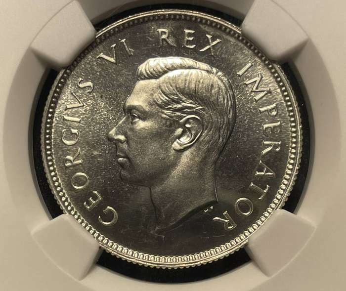 Scarce 1947 SA Union silver 2 shillings coin graded PF65 by NGC - Low total mintage year