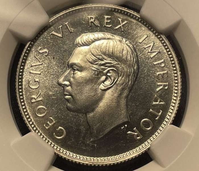 Scarce 1947 SA Union silver 2 shillings coin graded PF65 by NGC - Low total mintage year