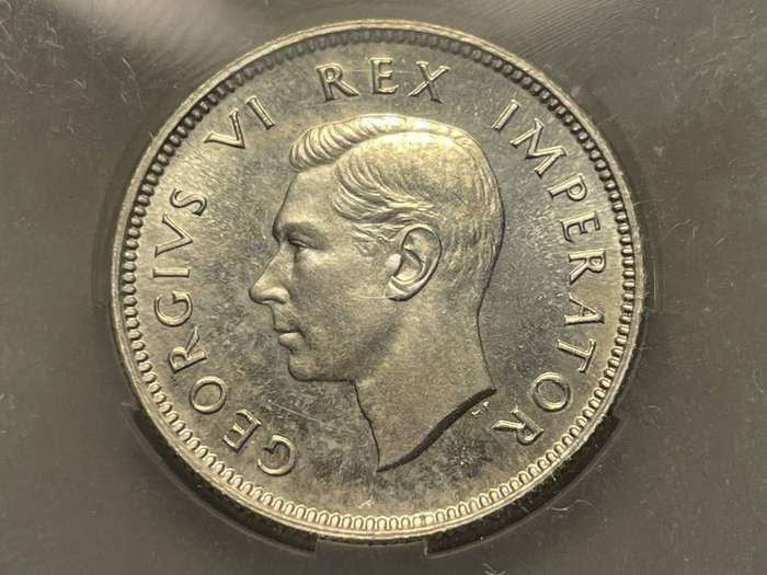 Scarce 1947 SA Union silver 1 shilling coin graded PF64 by SANGS - Low total mintage year