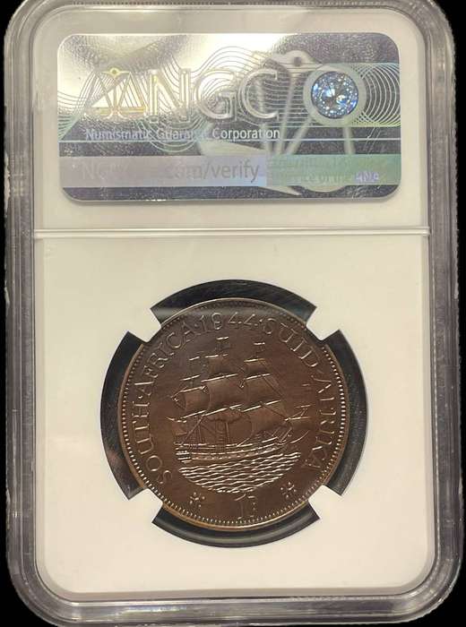Extremely rare 1944 SA Union proof 1 penny graded PF66BN at NGC - Only 150 Minted - Only 3 Higher