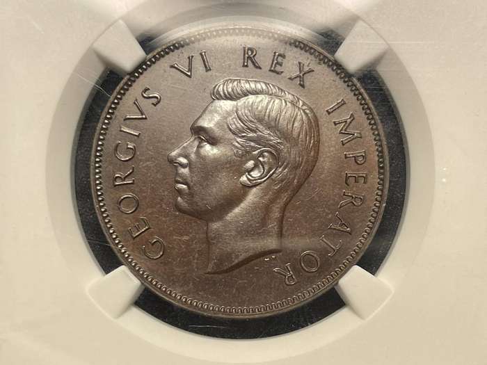 Extremely rare 1945 SA Union proof 1 penny graded PF65BN at NGC - Only 150 Minted - Only 7 Higher