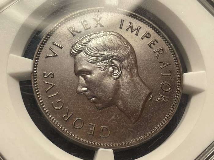 Extremely rare 1945 SA Union proof 1 penny graded PF65BN at NGC - Only 150 Minted - Only 7 Higher