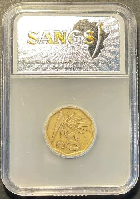 Error 1992 RSA 50 cent with a major Rotated die error - SANGS Graded