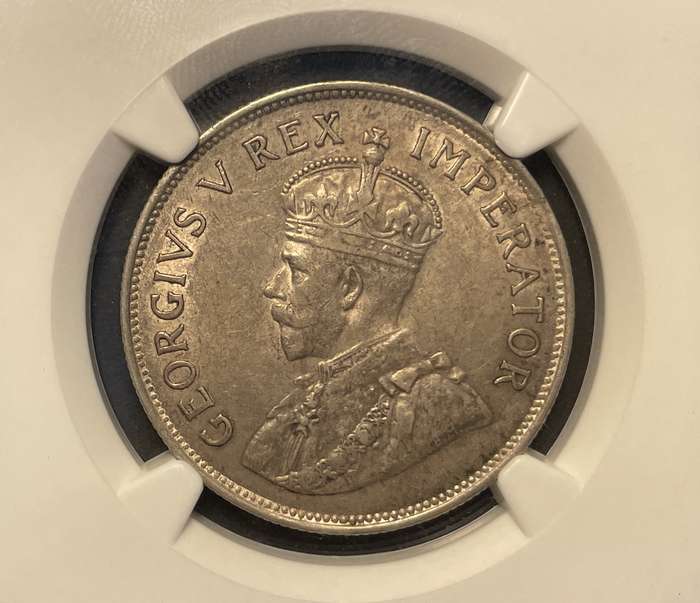 Scarce 1923 SA Union silver 2 ½ shillings coin graded AU50 by NGC