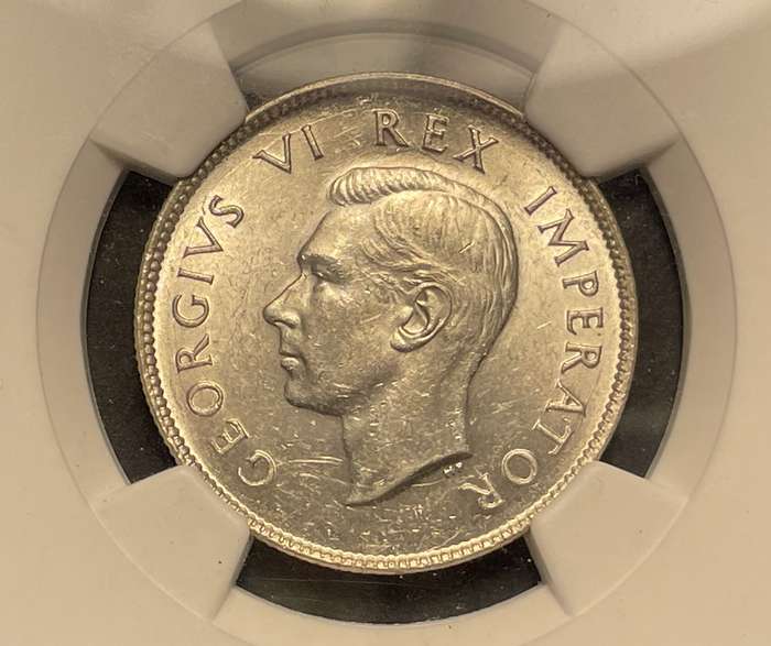 Rare 1945 SA Union silver 2 shilling coin NGC Graded MS61 - In my opinion it should be at least a 62