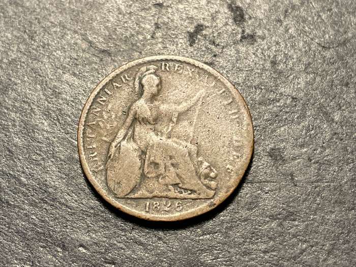 199 years old - 1826 dated British bronze 1/4 penny (farthing) coin