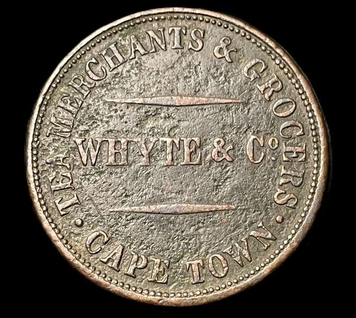 Scarce 1861 Cape Of Good Hope token - Whyte & Co - Copper/Bronze - Hern 662a