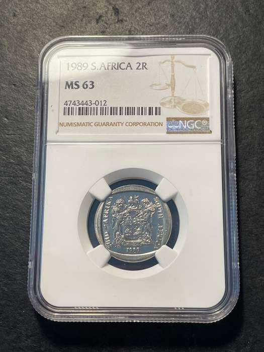 Never issued in mint packs - 1989 South African R2 coin NGC graded MS63 - Only 3 coins better