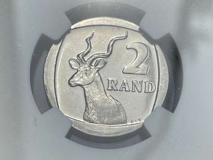 Never issued in mint packs - 1989 South African R2 coin NGC graded MS63 - Only 3 coins better