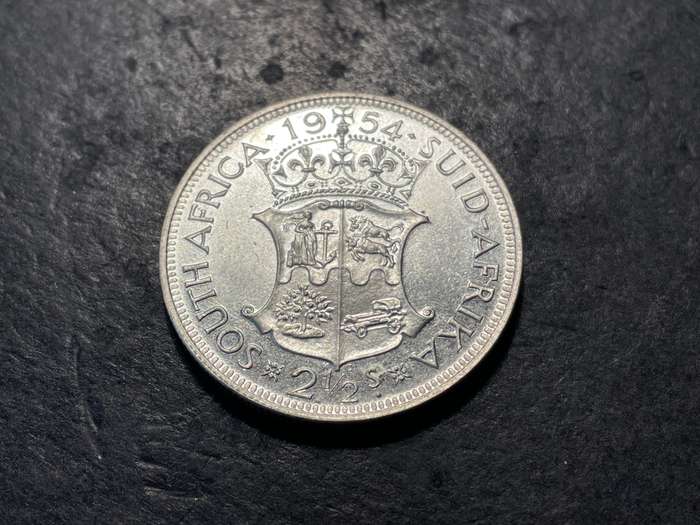 Only 3,150 minted - 1954 South African silver ex-proof half crown coin