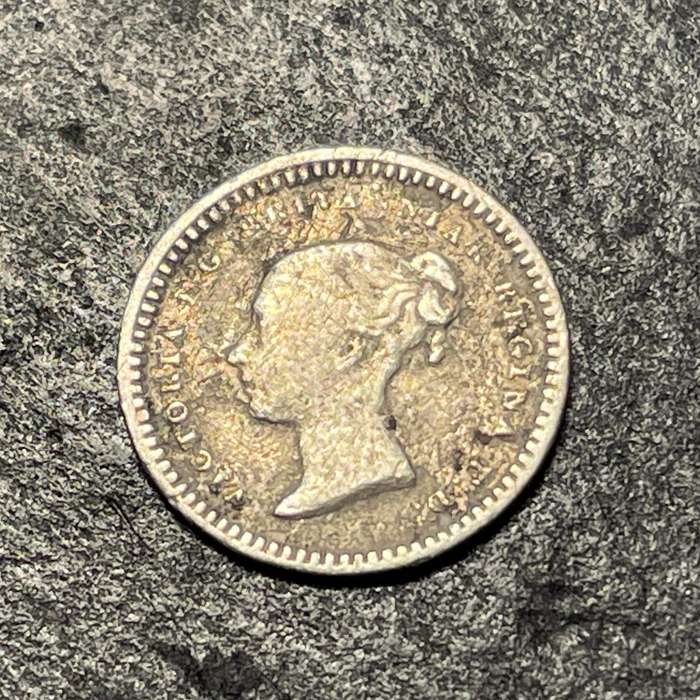 Tiny silver one-and-a-half penny coin - 1843 Queen Victoria issue.