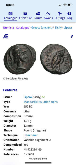 Ancient Greek +/- 2250 years old bronze coin with owl on reverse