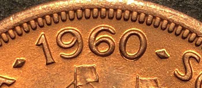 Uncommon 1960/0 Overdate SA Union 1 penny coin - Fiery red UNC - Only 4 graded at NGC in total