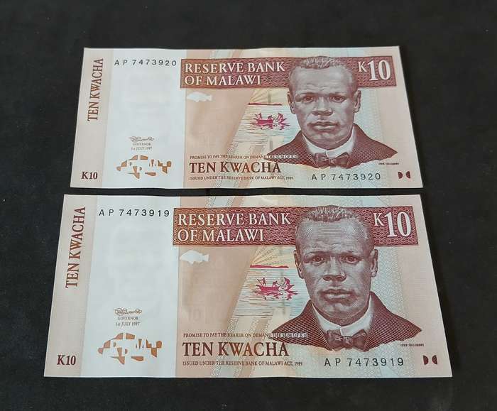 Malawian bank notes TEN KWACHA x 2