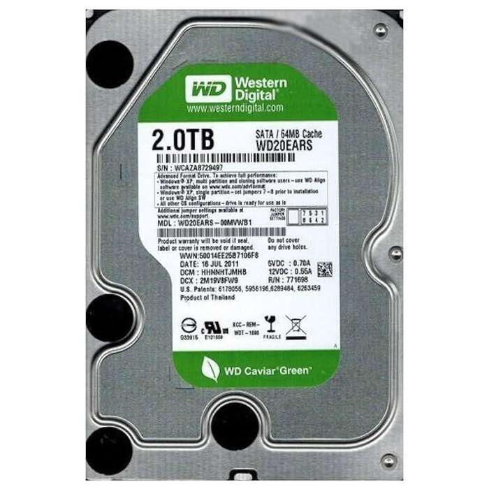 Western Digital 2TB Green - Desktop Hard Drive - 100% Health - Good Condition - Warranty