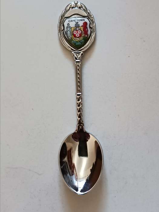 Small Stainless Steel souvenir Spoon ( Cape Town ) plus Stainless Spoon Umlalazi and old SA flag
