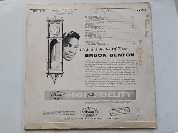 Brook Benton - It's Just A Matter Of Time  ( Rare  1969 SA  released LP )
