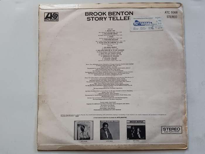 Brook Benton -  Story Teller  ( Rare  1972 SA  released LP )