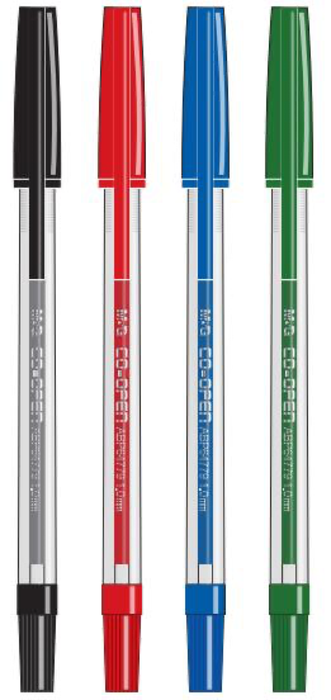 M&G Stick Ball Pen 0.7mm Black/Blue/Red