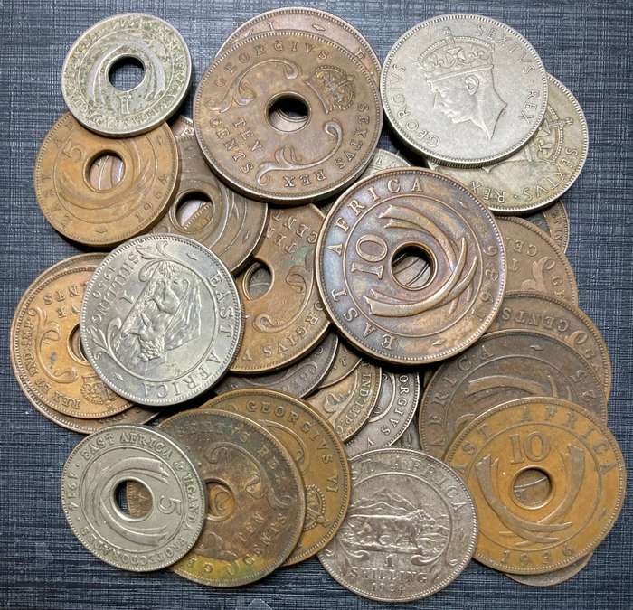 East Africa lot 34 coins, no duplicates