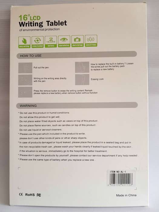 LCD 16 Inch Writing Tablet With Stylus