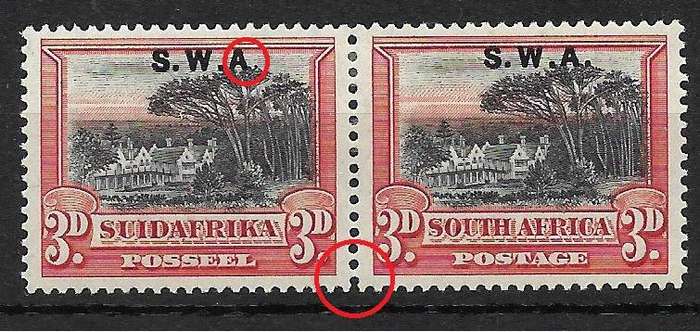 SOUTH WEST AFRICA SACC 84ab Perf Down No Stop After A  (C/V R2000-00)