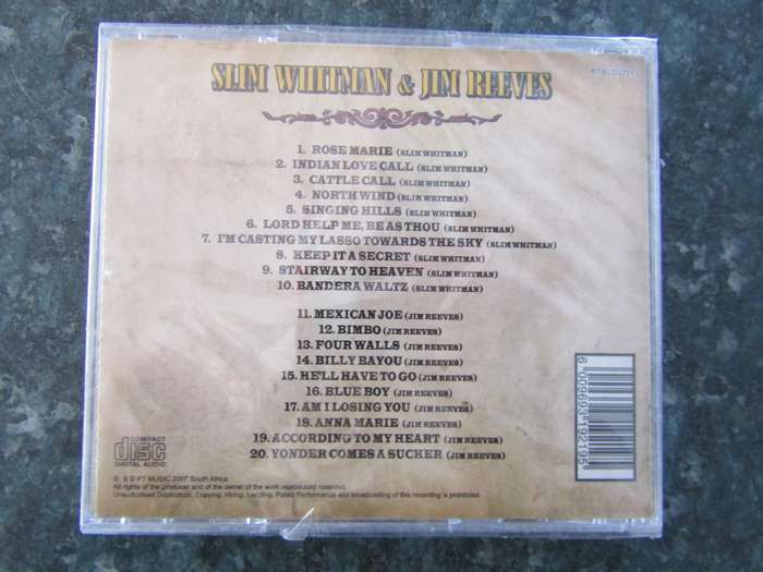 Slim Whitman & Jim Reeves  20 Country Favourites (CD)