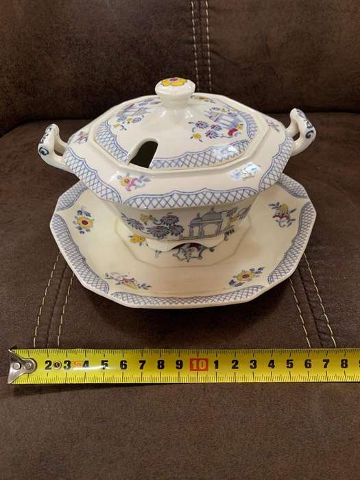 Rare Vintage Alfred Meakin England 'Omar' sugar bowl with tray  1920s Transferware