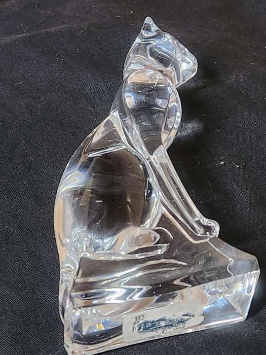 BEAUTIFUL J G DU RAND FRANCE CRYSTAL SPHINX CAT