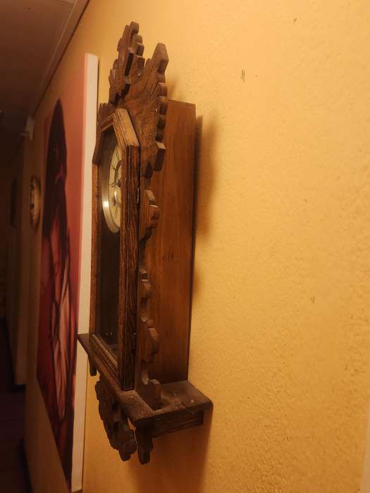 Vintage Ansonia Wall Clock in an Ornate Oak Casing