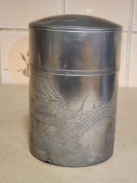 CHINESE KUT HING SWATOW PEWTER TEA CADDY