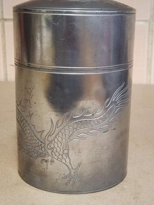 CHINESE KUT HING SWATOW PEWTER TEA CADDY