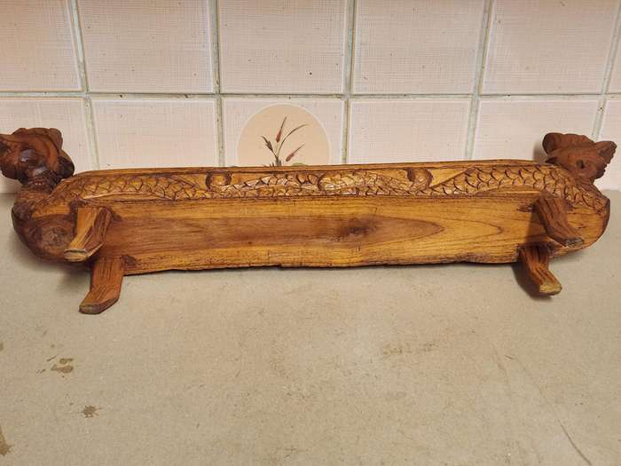 Vintage Hand Carved Wooden Dragon Mancala Board Game