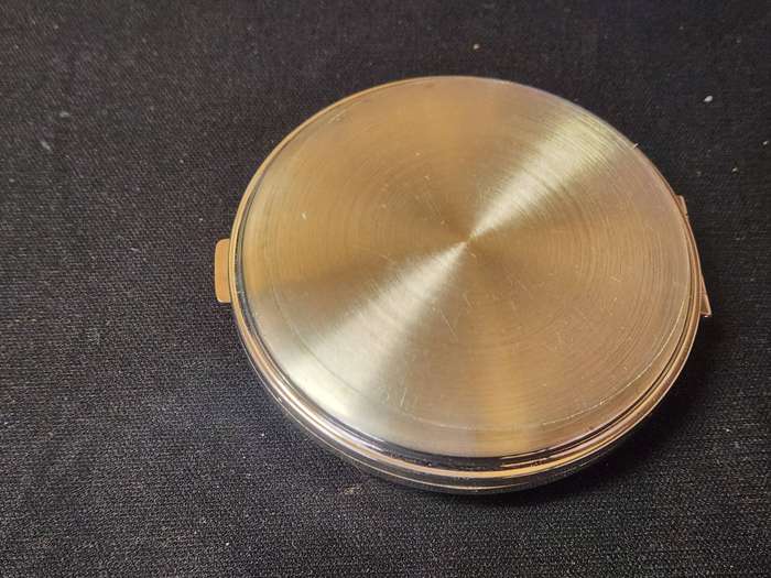 Vintage Nacon Silver Plate Enamel Floral Motif Powder Puff Compact