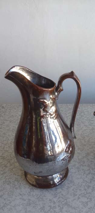 Vintage Silver Tone Water Jug Pitcher And Teapot - Possible Lustreware ??? Not sure.