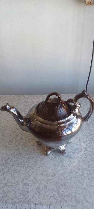 Vintage Silver Tone Water Jug Pitcher And Teapot - Possible Lustreware ??? Not sure.