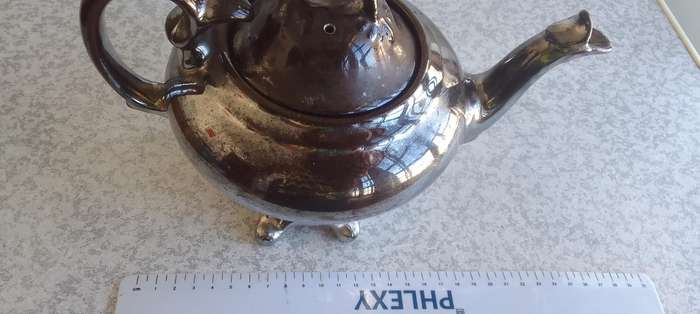 Vintage Silver Tone Water Jug Pitcher And Teapot - Possible Lustreware ??? Not sure.
