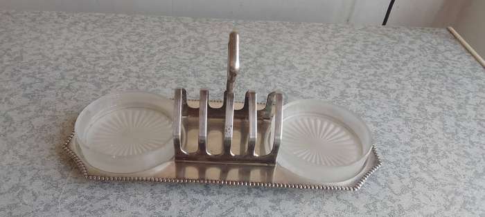 WOW!!! Dekrona Toast Rack/ Condiment Holder + Hilton EPNS A1 Teaspoons + Sheffield England Teaspoons