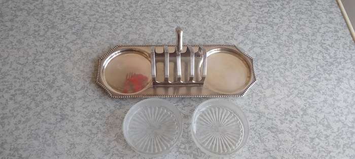 WOW!!! Dekrona Toast Rack/ Condiment Holder + Hilton EPNS A1 Teaspoons + Sheffield England Teaspoons