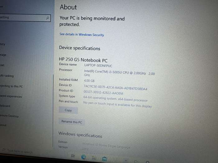 HP 250 G5, Intel i3-5005U@2.0GHz, 4Gb Ram, 500Gb Hdd, 15.6`
