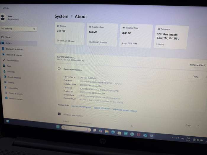 HP 250 G9 15.6 inch Core i3 12th Gen 8GB RAM 256GB SSD HP Warranty