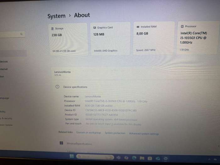 Lenovo  V15-IIL Core I5 10th gen 8gb ram 256gb  ssd